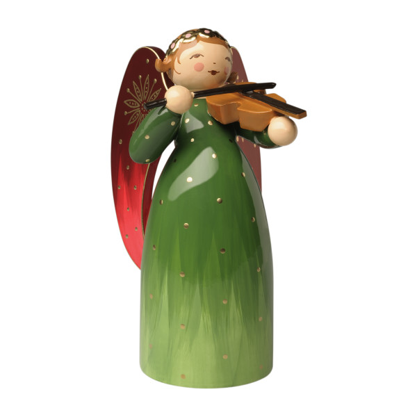 Engel reich bemalt, grün, mit Violine