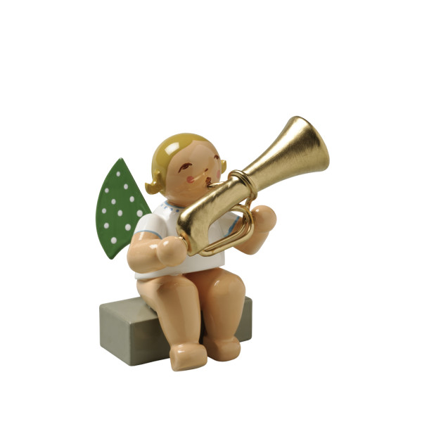 Engel mit Basstrompete, sitzend