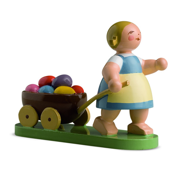 Ostermädchen mit Wagen