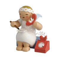 Margeritenengel, sitzend, mit Telefon