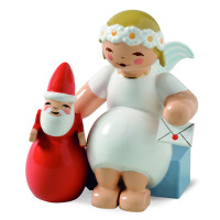 Margeritenengel, sitzend, mit Weihnachtsmann