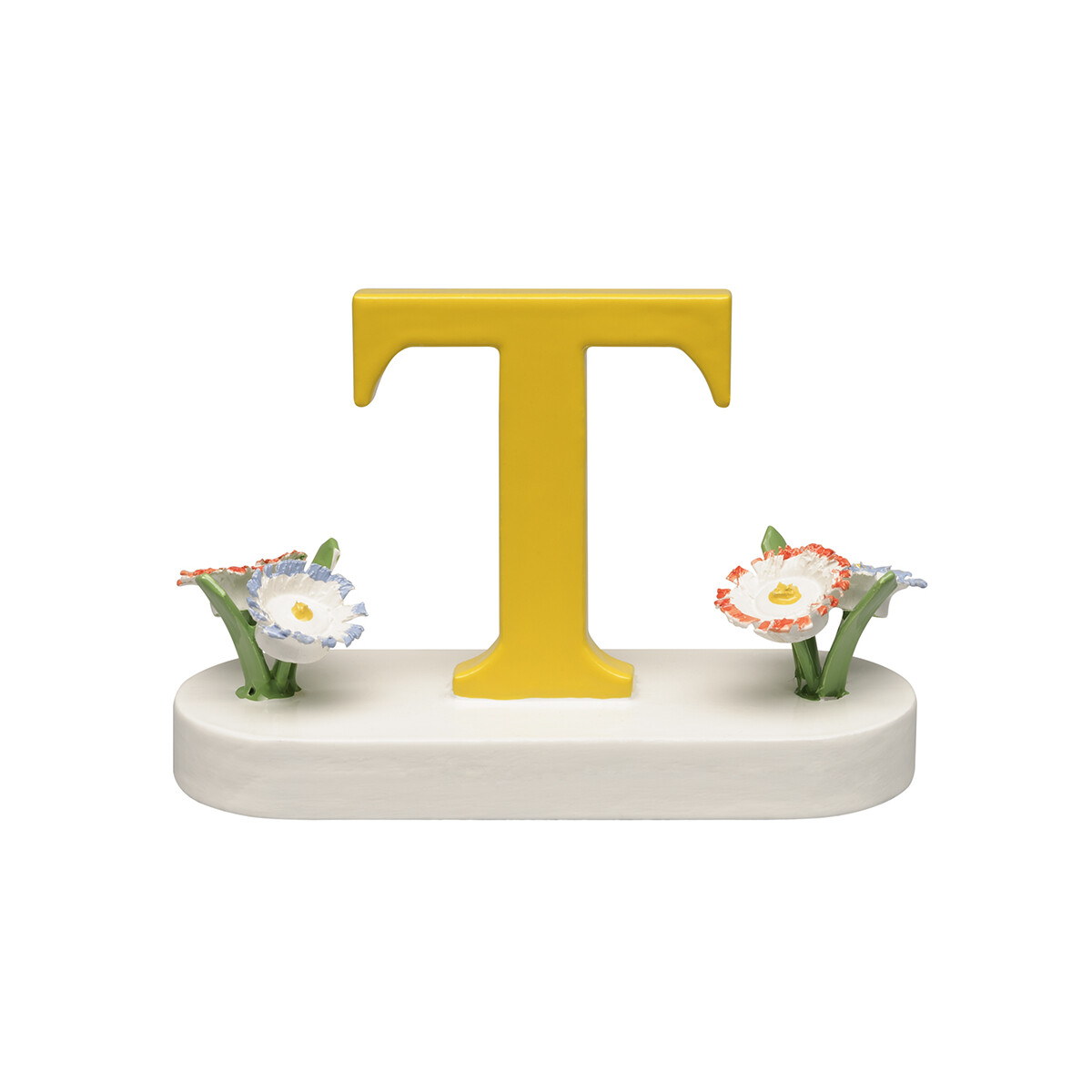 Buchstabe T, mit Blumen