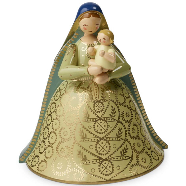 Madonna mit Christkind, reich bemalt, creme-hellblau