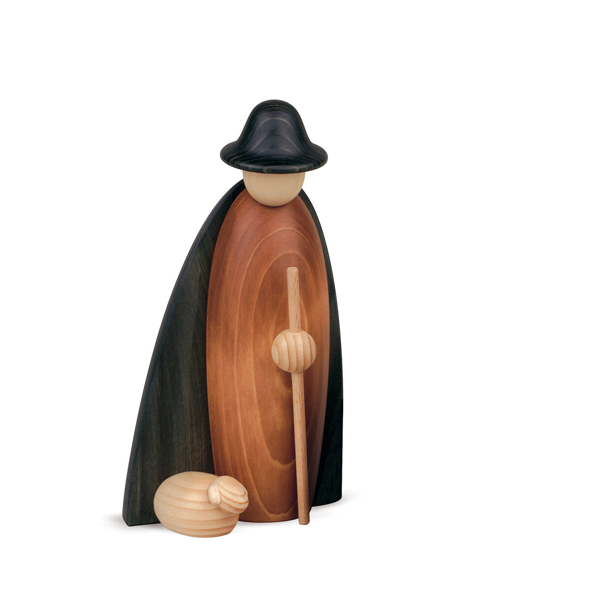 Schäfer mit Schaf im Mantel