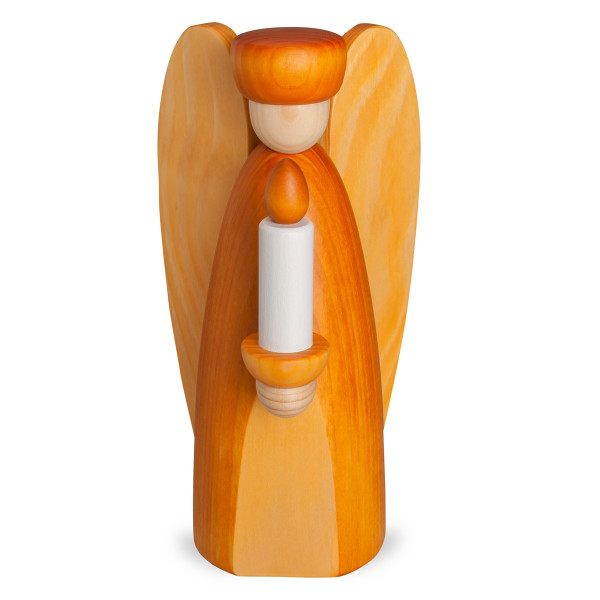 Lichterengel mit Holzkerze, gelb