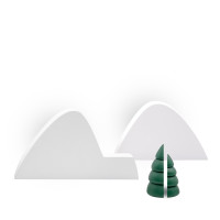 Winterlandschaft 1 | Winterlandschaft mit 2 halben grünen Bäumen
