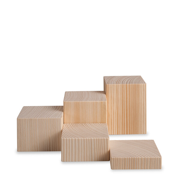 Deko-Set: Klötze, sägerau, 5-teilig (Höhe 2/ 4/ 6/ 8/ 10 cm) natur