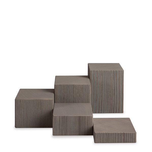 Deko-Set: Klötze, sägerau, 5-teilig (Höhe 2/ 4/ 6/ 8/ 10 cm) grau