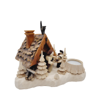 Hänsel und Gretel auf Brett, mit Räucherhaus