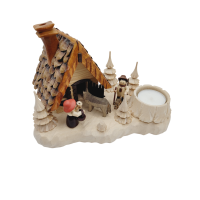 Rotkäppchen und der Wolf auf Brett, mit Räucherhaus