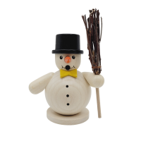 Räucherschneemann klein mit Besen, Zylinder
