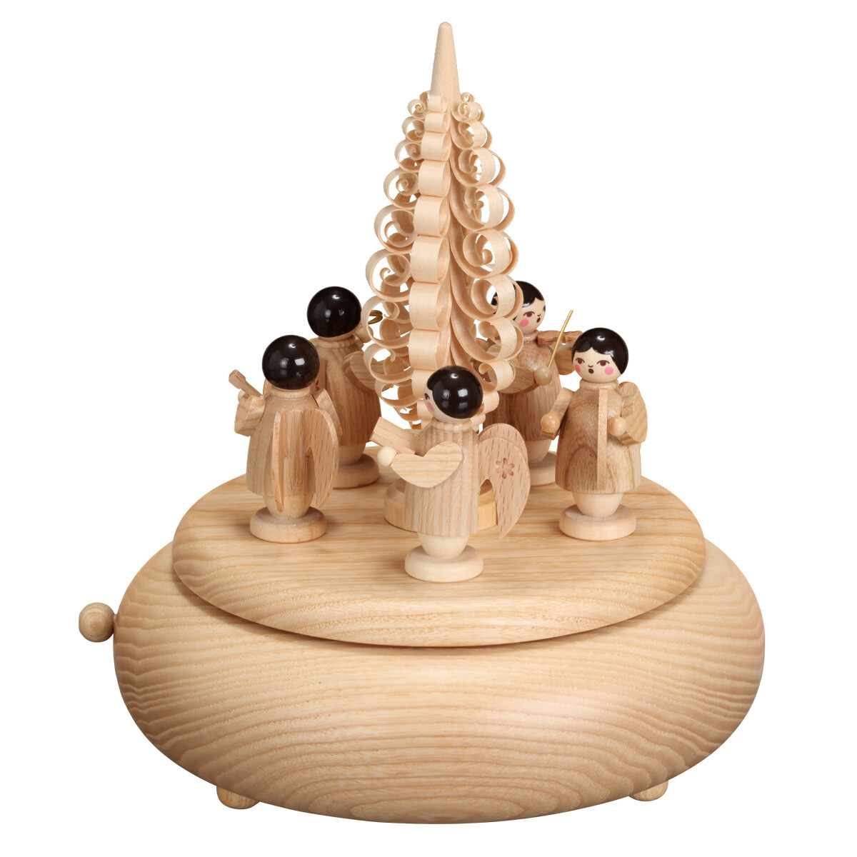Spieldose 5 Engel, Spanbaum natur, 18er Werk