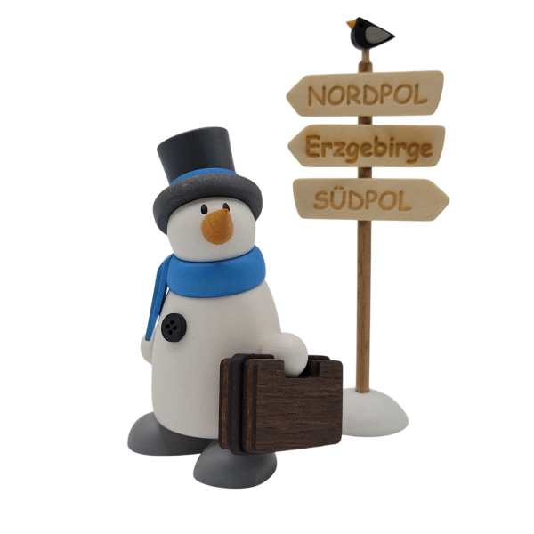 Schneemann Fritz mit Koffer