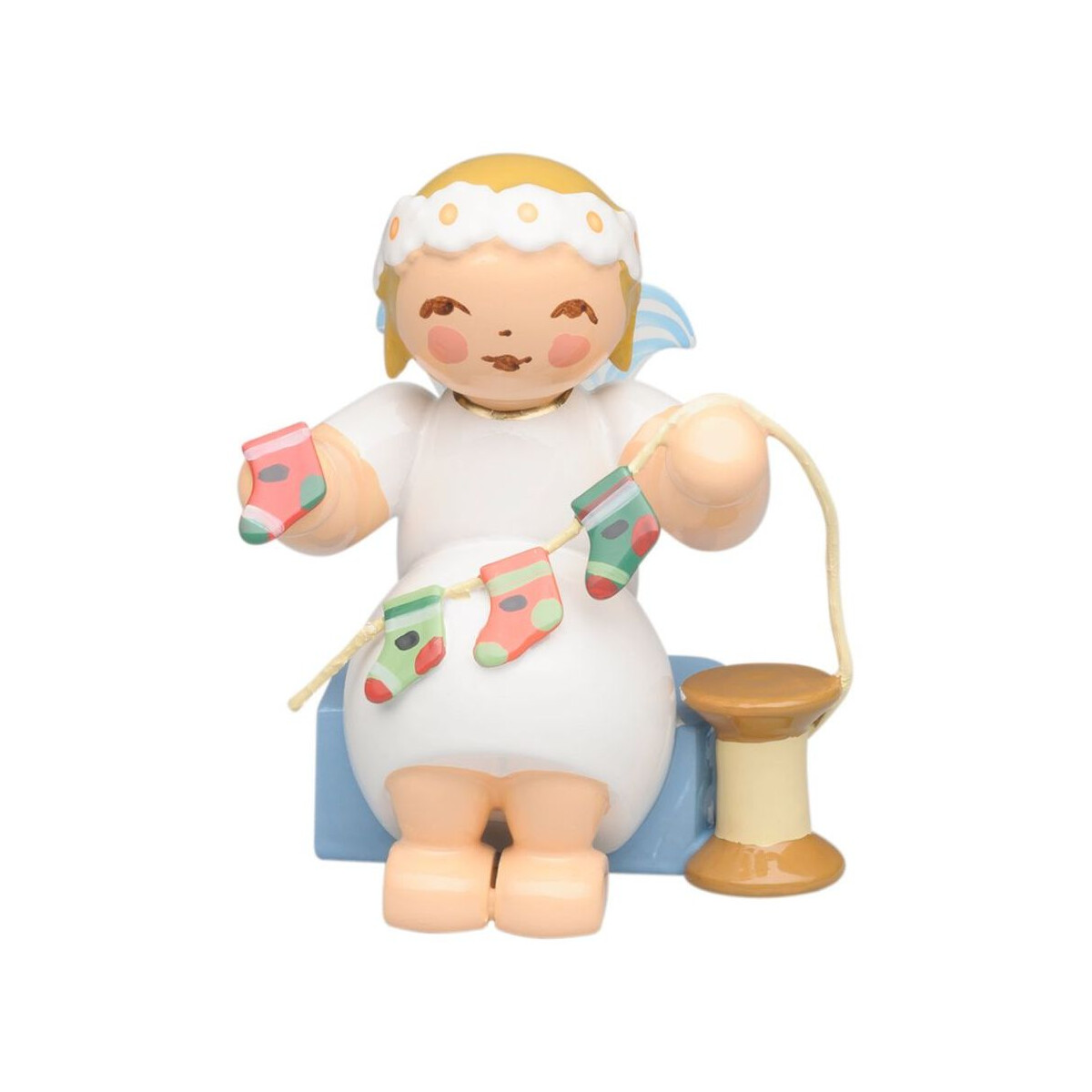 Margeritenengel, sitzend, mit Adventskalender
