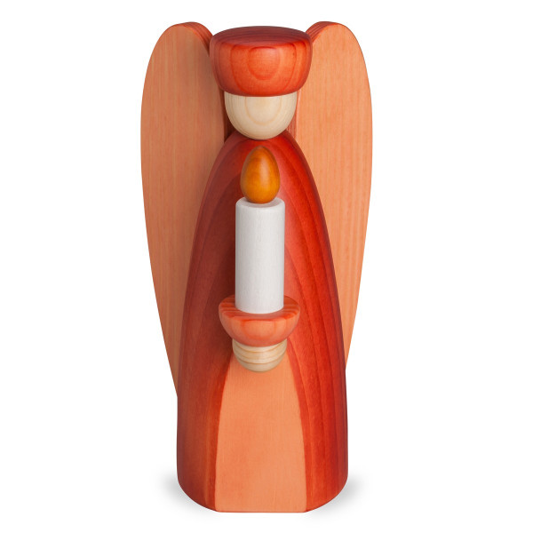 Lichterengel mit Holzkerze, rot