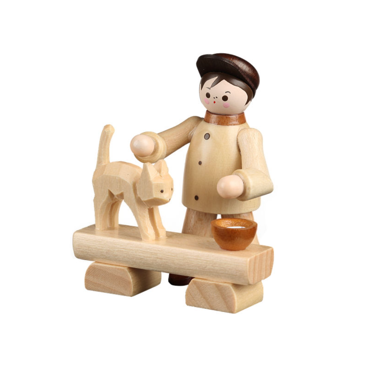 Junge füttert Katze