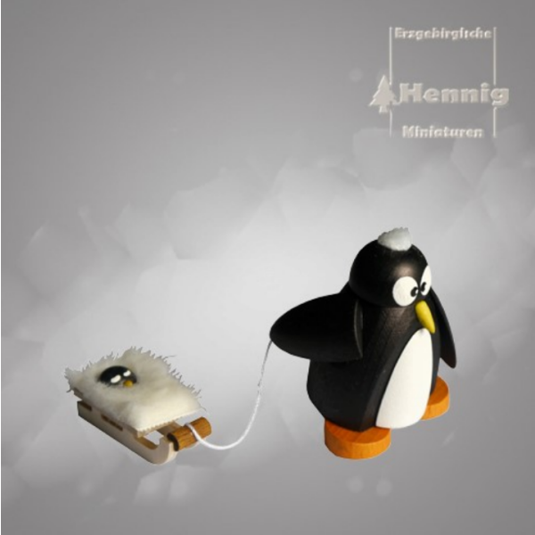 Pinguin mit Babyschlitten