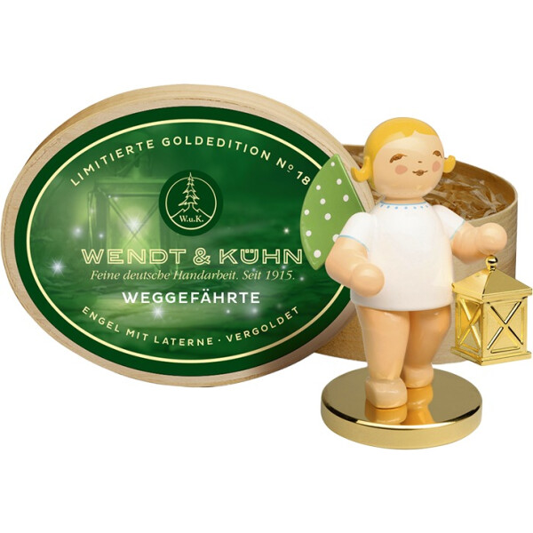 Limitierte Goldedition: No. 18, Weggefährte, Engel mit Laterne, Goldsockel