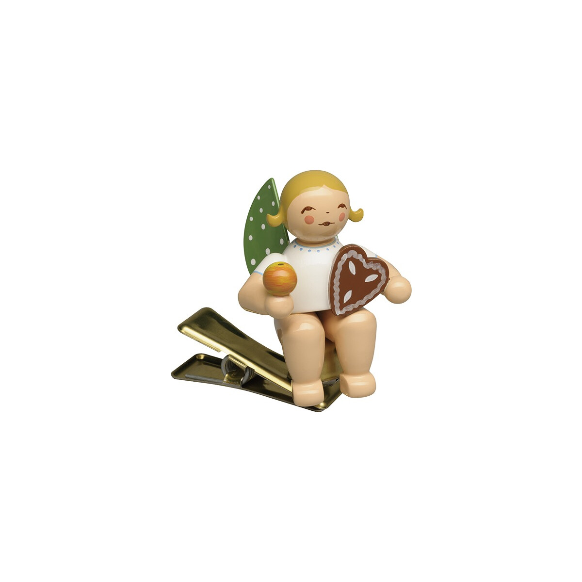 Engel mit Lebkuchen und Apfel, auf Klemme
