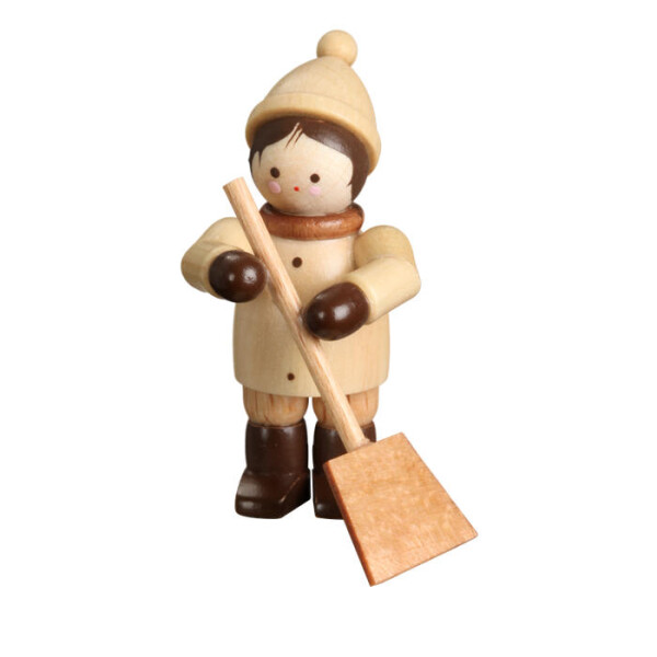 Winterkind mit Schneeschieber, mini