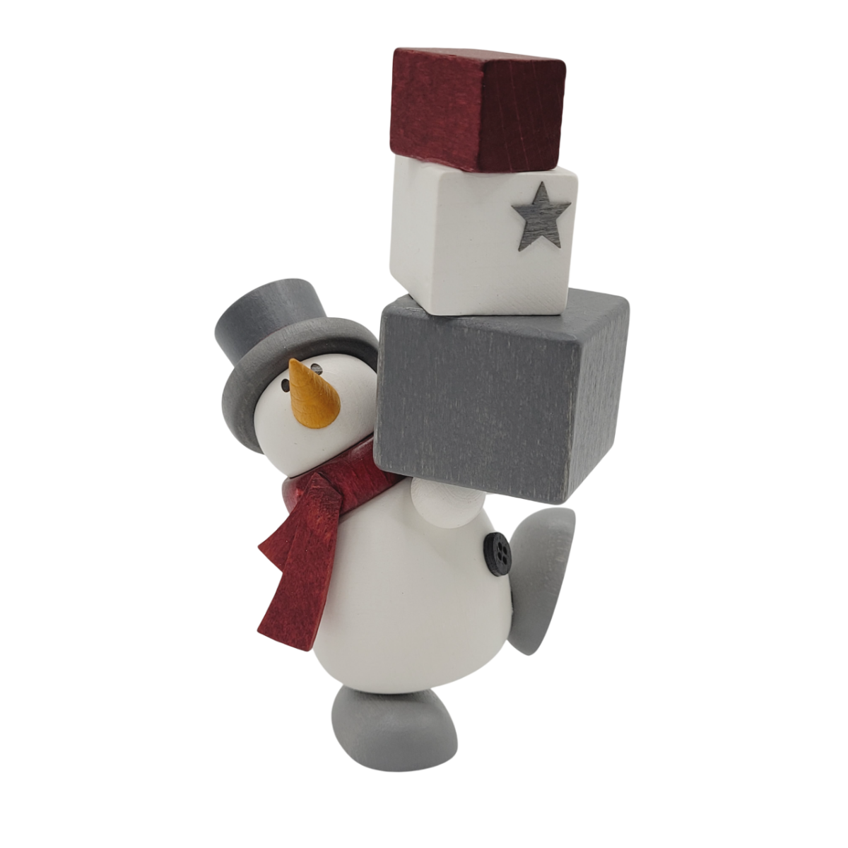 Schneemann Otto mit Geschenkestapel