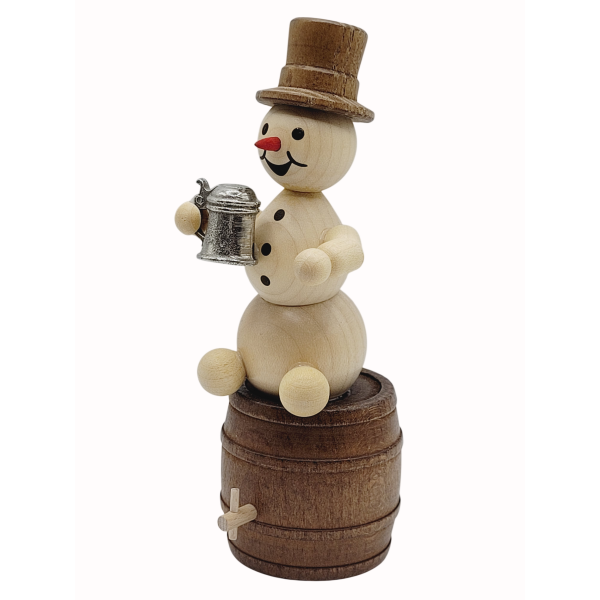 Schneemann "mit Krug auf Bierfaß"