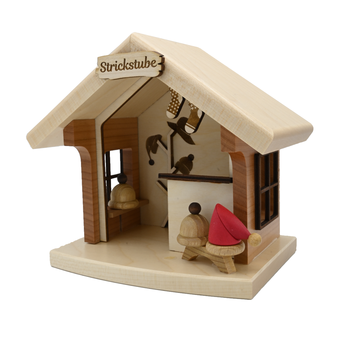 Weihnachtshütte "Strickereien", beleuchtet