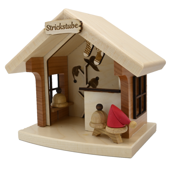 Weihnachtshütte "Strickereien", beleuchtet