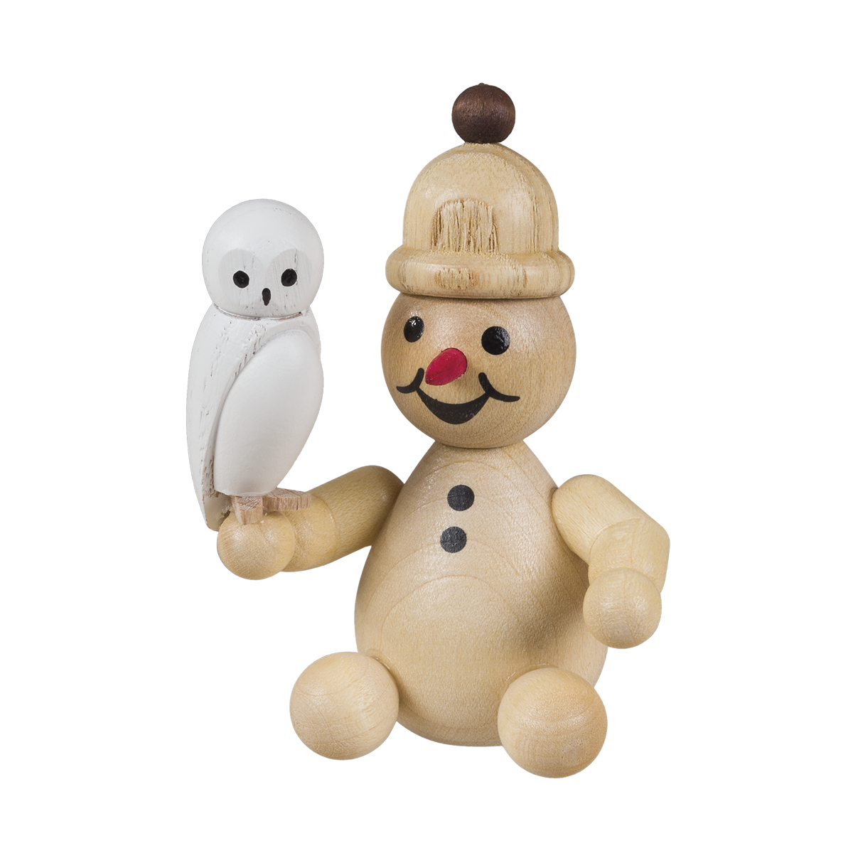 Schneemann junior "mit Schneeeule sitzend"