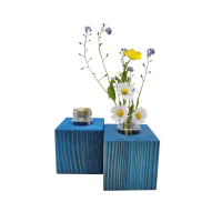 Blaue Minivase & Miniöllampe im Set, Fichte