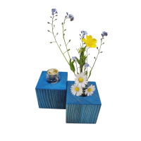 Blaue Minivase & Miniöllampe im Set, Fichte