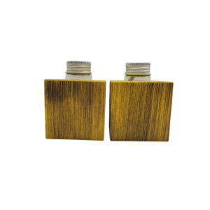 Gelbe Minivase & Miniöllampe im Set, Fichte