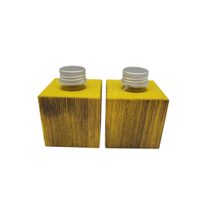 Gelbe Minivase & Miniöllampe im Set, Fichte