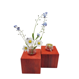 Rote Minivase & MIniöllampe im Set, Fichte