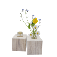 Weiße Minivase & Miniöllampe im Set, Fichte