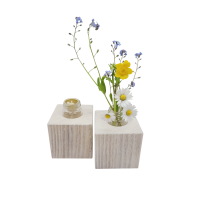 Weiße Minivase & Miniöllampe im Set, Fichte