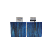 Dunkelblaue Minivase & Miniöllampe im Set, Fichte