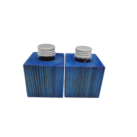 Dunkelblaue Minivase & Miniöllampe im Set, Fichte