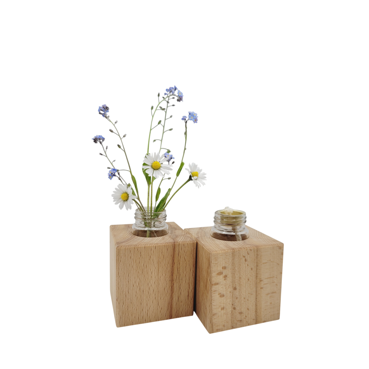 Natur Minivase & Miniöllampe im Set, Buche