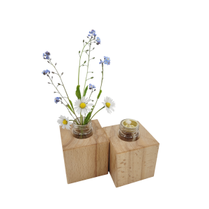 Natur Minivase & Miniöllampe im Set, Buche