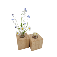 Natur Minivase & Miniöllampe im Set, Buche