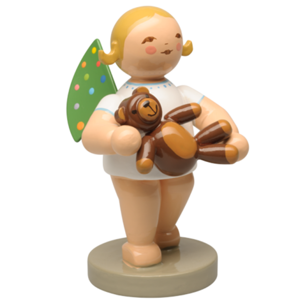 Engel mit farbigen Flügelpunkten und dunklem Teddy
