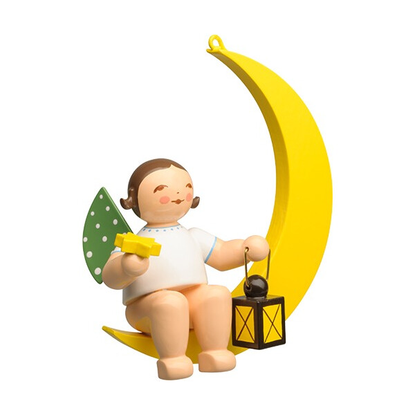Engel mit Stern & Laterne, im Mond
