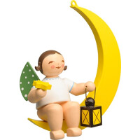 Engel mit Stern & Laterne, im Mond